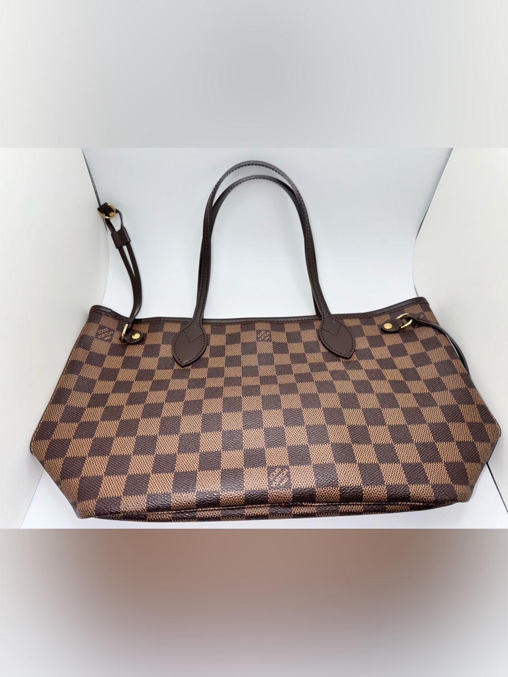LOUIS VUITTON Neverfull PM Damier Ebene Tote Bag Red Interior - Picture 10 of 16